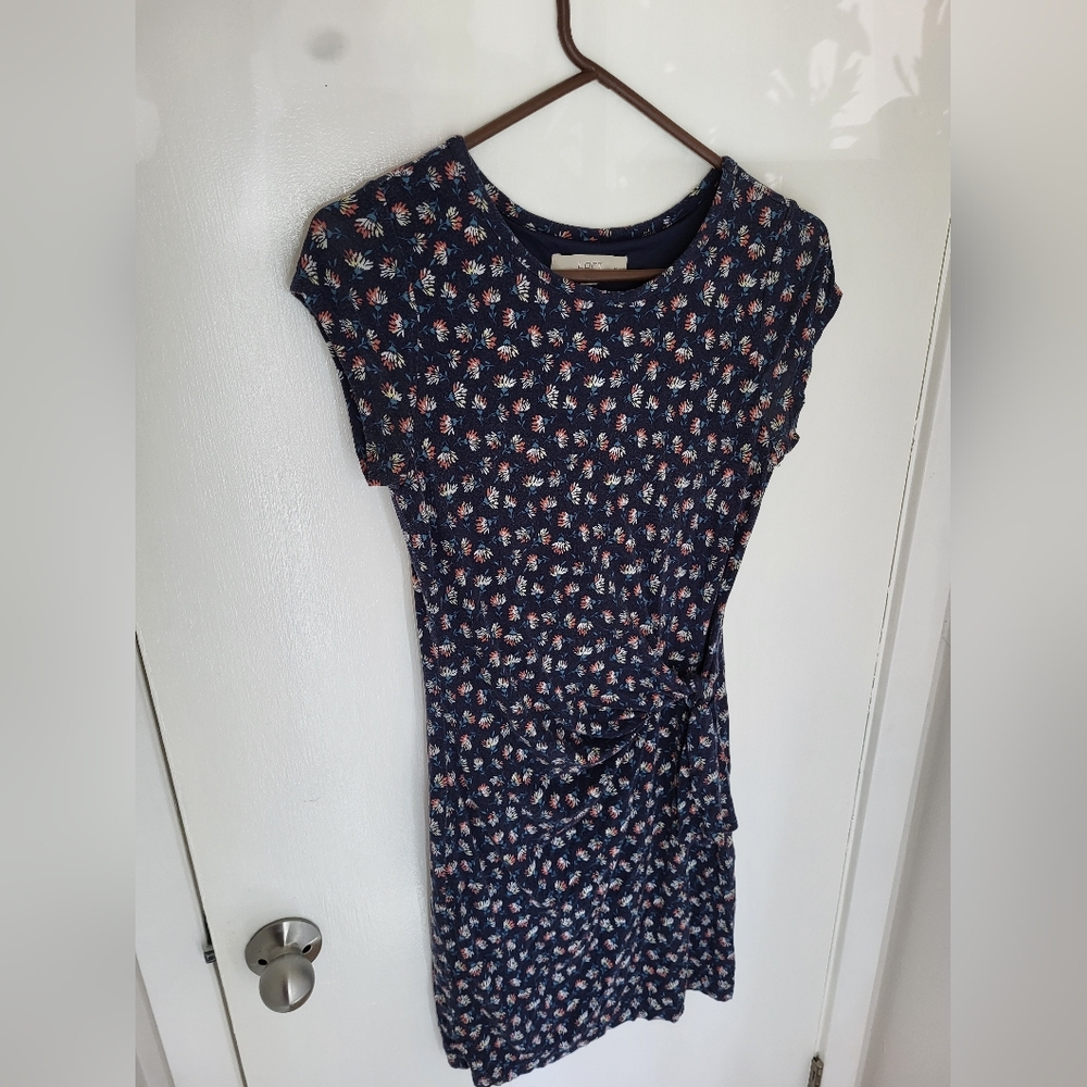 Ann Taylor Loft Floral Print Navy Dress